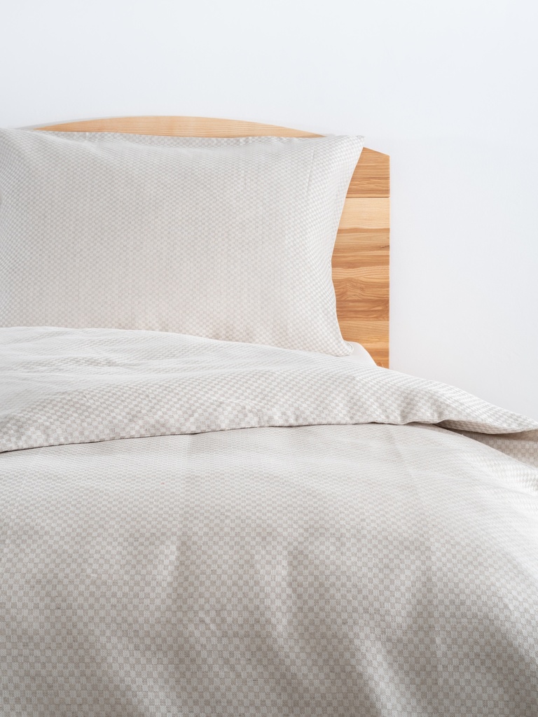 Fischgrat Karo Halbleinen Bettwäsche-Set