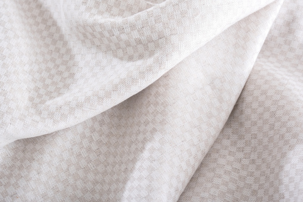 Fischgrat Karo Halbleinen Bettwäsche-Set