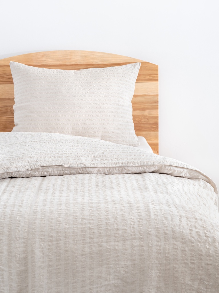 Seersucker Breitstreif Halbleinen Bettwäsche-Set